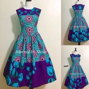 African Print Dress: Bust 43-45 Waist 34-35